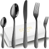 Flatware Set Black 20 Piece For 4 People, COPOTI Modern Stainless Steel Knife Fork Spoon Dinner Set.