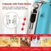 5-Speed Lightweight Electric Hand Mixer with Dough Hooks, Beaters, & Storage Base + Simple Eject Button, 5 Speeds + Turbo, Retro Blue